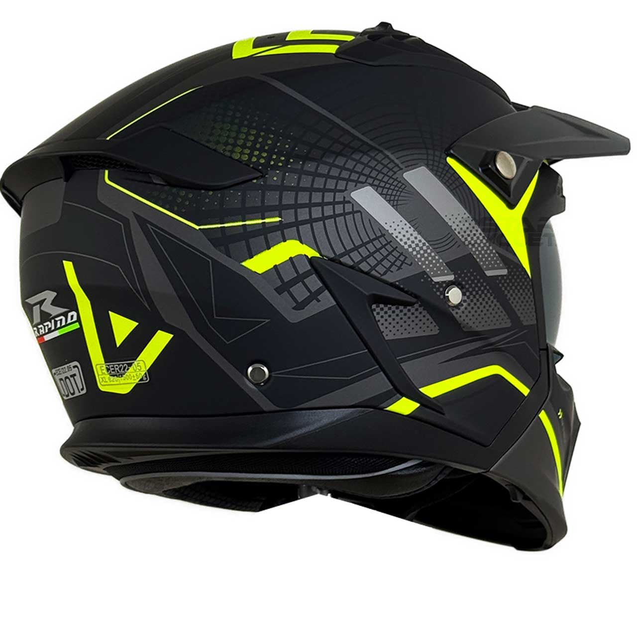 کلاه کاسکت فک جدا RAPIDO مدل 890 MATT-BLACK-YELLOW — تصویر ۵