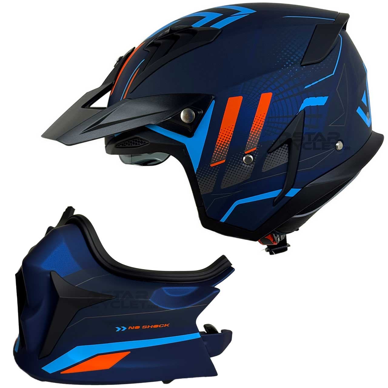 کلاه کاسکت فک جدا RAPIDO مدل 890 MATT-BLUE — تصویر ۲