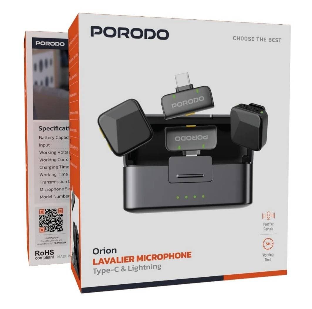 میکروفون یقه‌ای بی‌سیم Porodo Orion — تصویر ۲