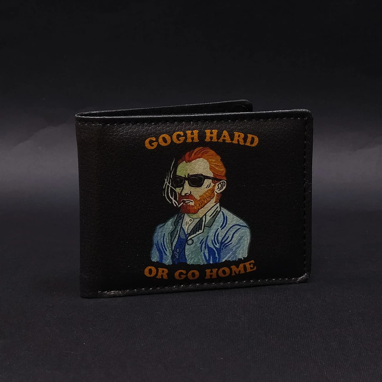 کیف پول طرح ون گوگ Hard or Go Home | کیف پول چاپی هنری با طرح خاص و متفاوت