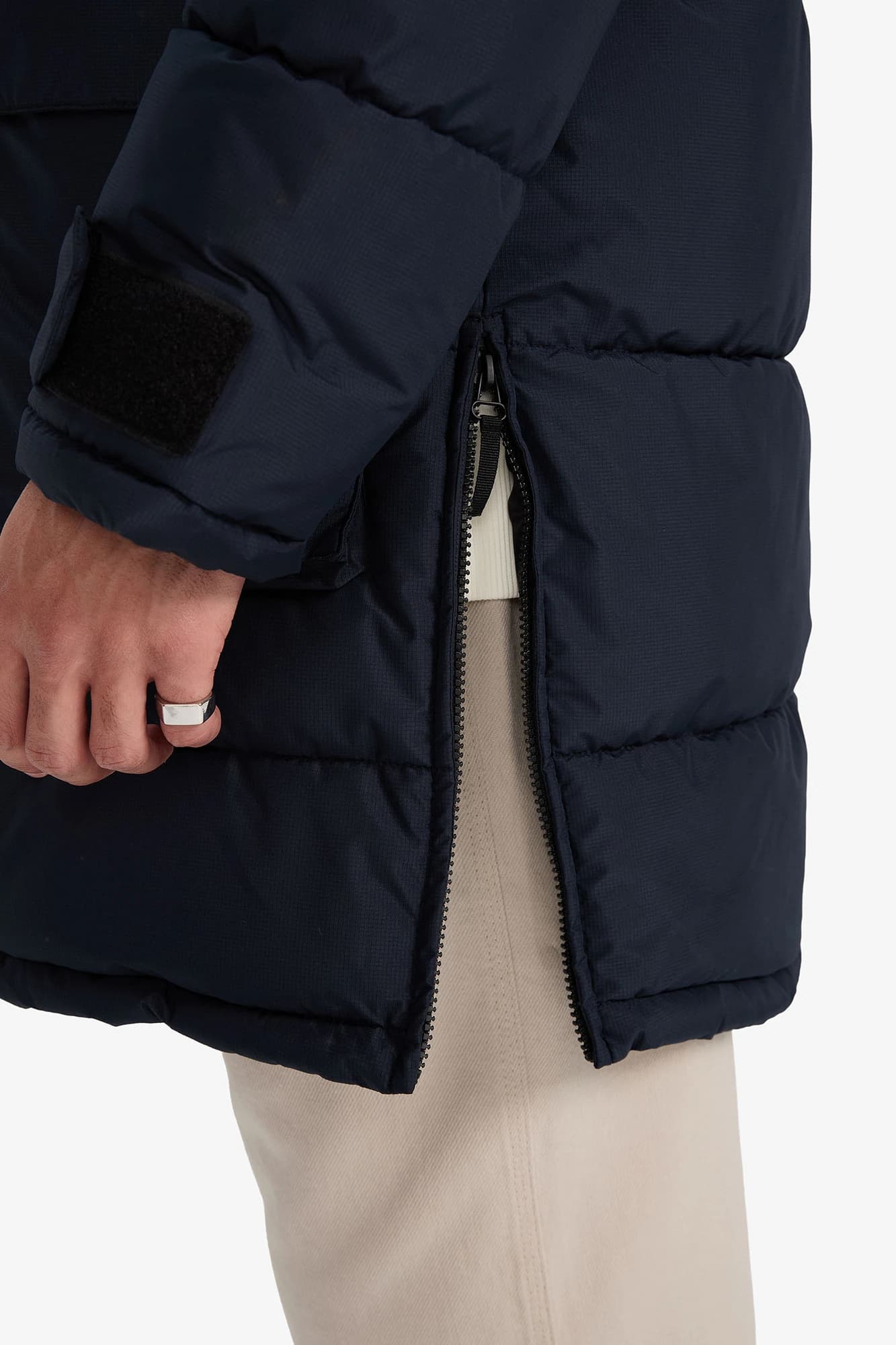 کاپشن پارکا کلاهدار مردانه دفکتو رنگ سرمهای ضد آب — تصویر ۷