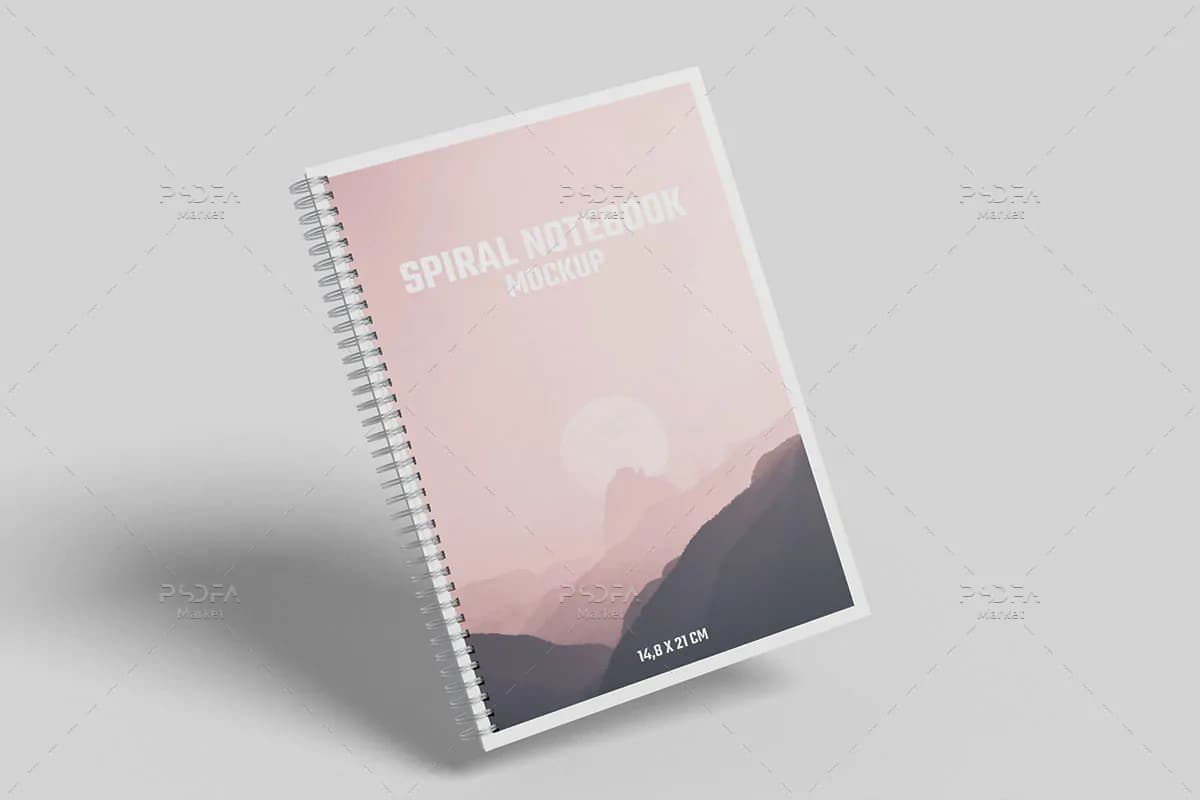 موکاپ دفترچه سیمی و فنری سایز A5 — تصویر ۵