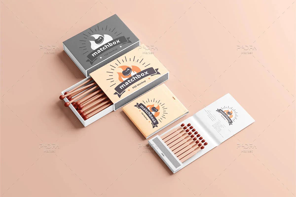 20 موکاپ جعبه و قوطی کبریت