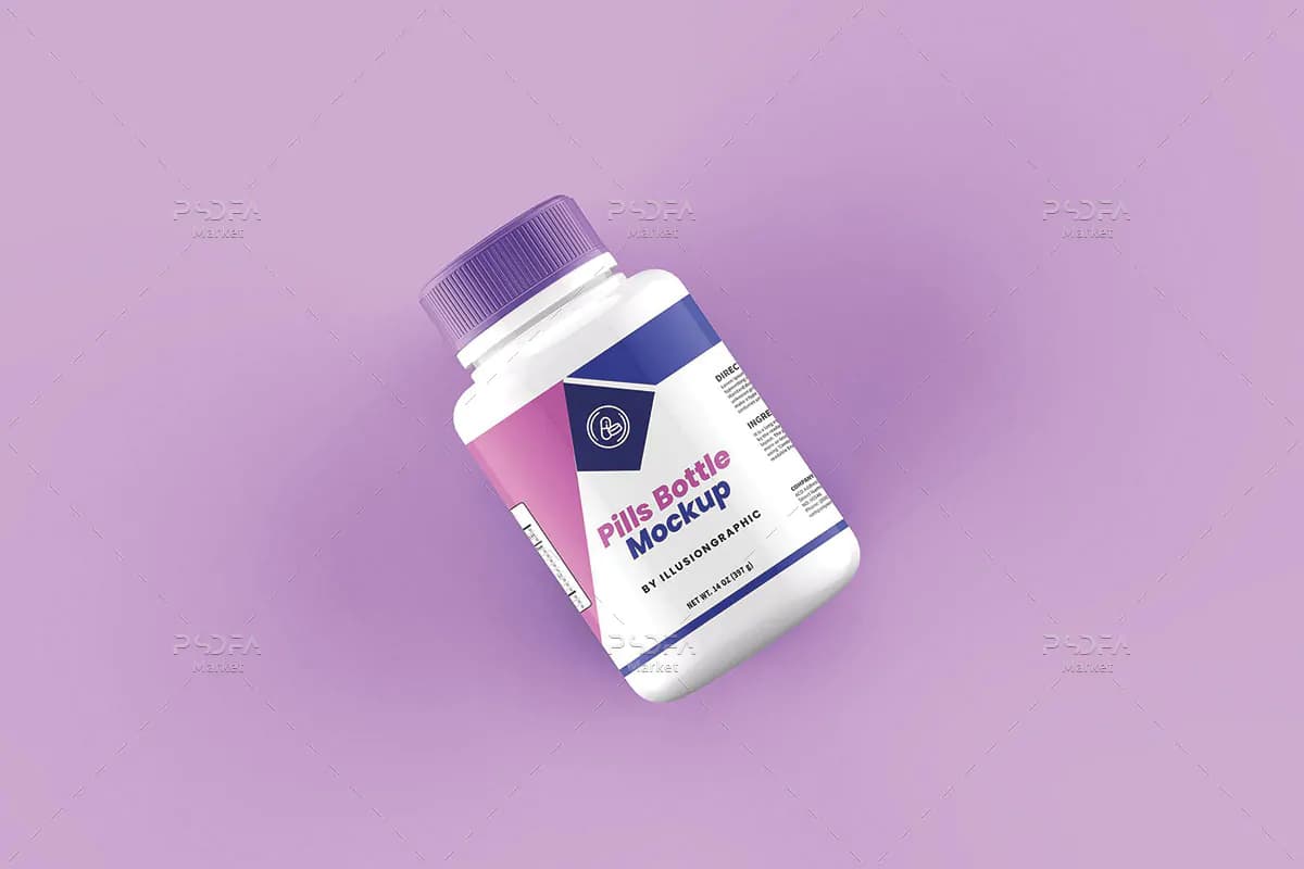موکاپ قوطی قرص با جعبه — تصویر ۵