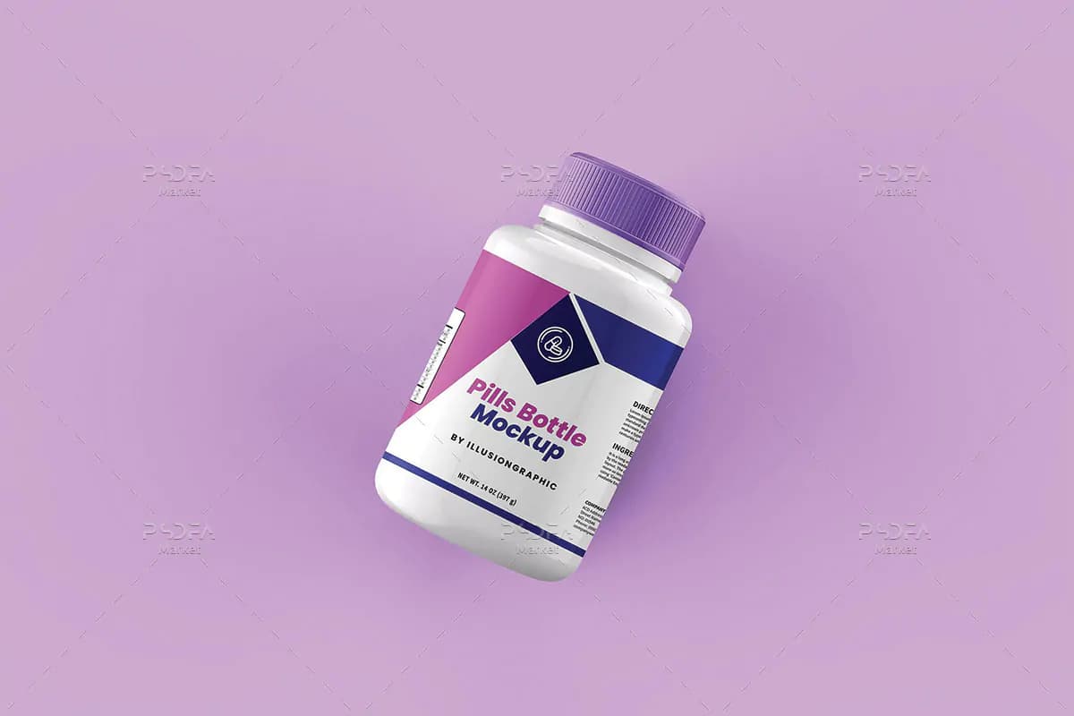 موکاپ قوطی قرص با جعبه — تصویر ۳