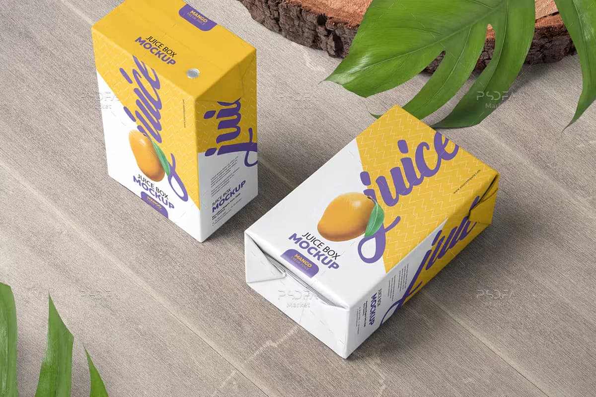 موکاپ پاکت بسته بندی آبمیوه — تصویر ۵