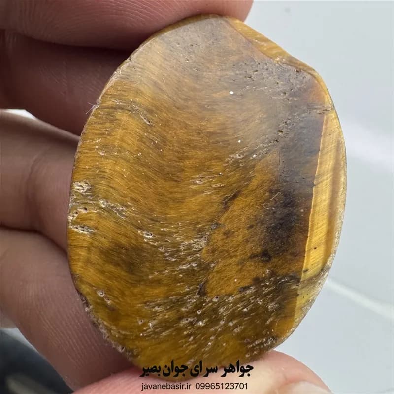نگین چشم ببر طلایی | تراش دامله اصل — تصویر ۳