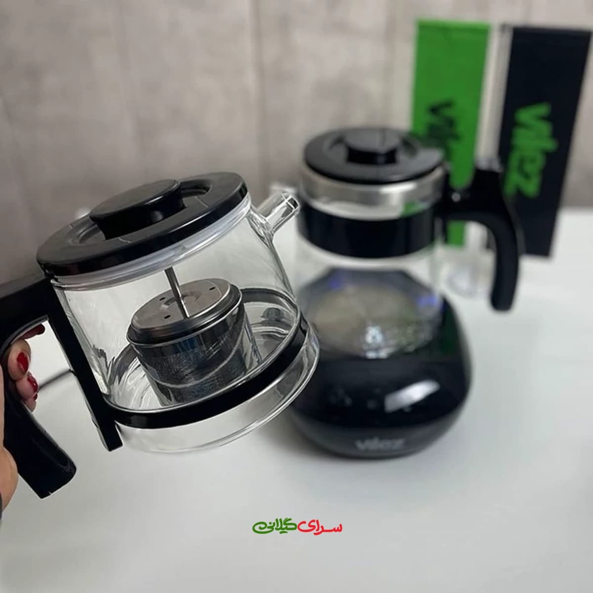 چای ساز رو همی 1.7 لیتری پیرکس مشکی ویلز مدل VL2020 — تصویر ۳