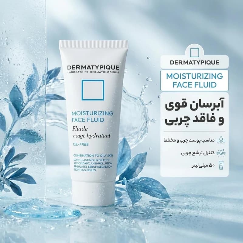 فلوئید آبرسان دست و صورت درماتیپیک مدل Oil_free مناسب برای پوست چرب حجم 50 میلی‌لیتر — تصویر ۲