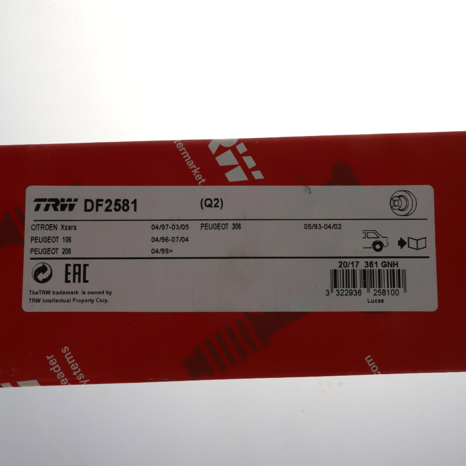 دیسک چرخ عقب پژو 206 تیپ 5 و 6 و صندوقدار تی آر دبلیو – TRW ( آلمان ) — تصویر ۷