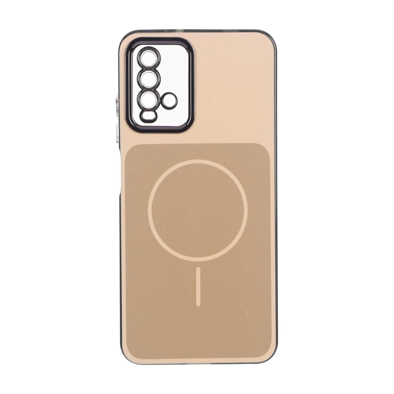 قاب مستطیلی طرح مگ سیف لنز شفاف Xiaomi Redmi 9T 4G – عسلی