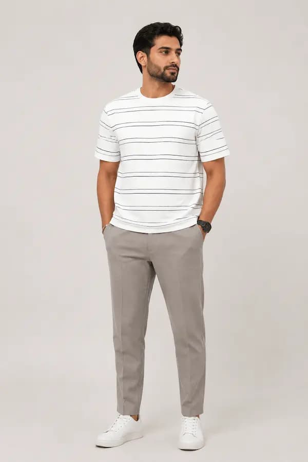 تیشرت مردانه بیسیک نخی Pull & Bear — تصویر ۴