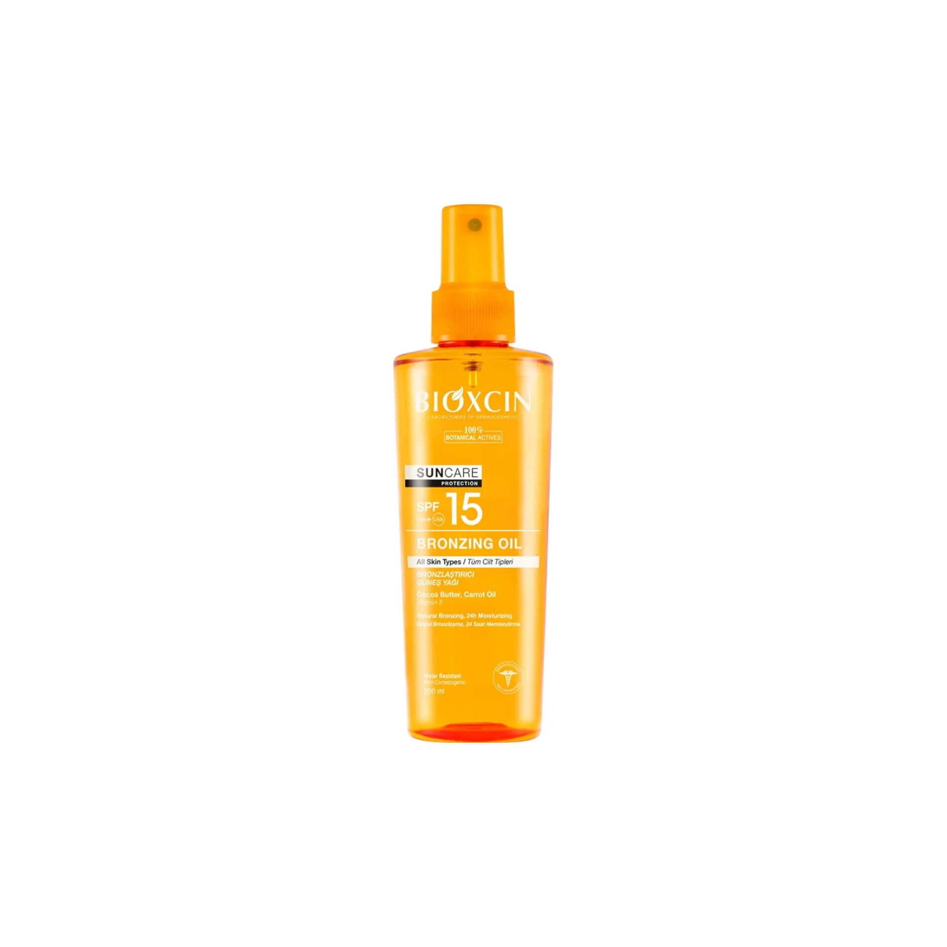 اسپری روغن برنزه کننده بیوکسین Bioxcin مدل Sun Care با SPF +15