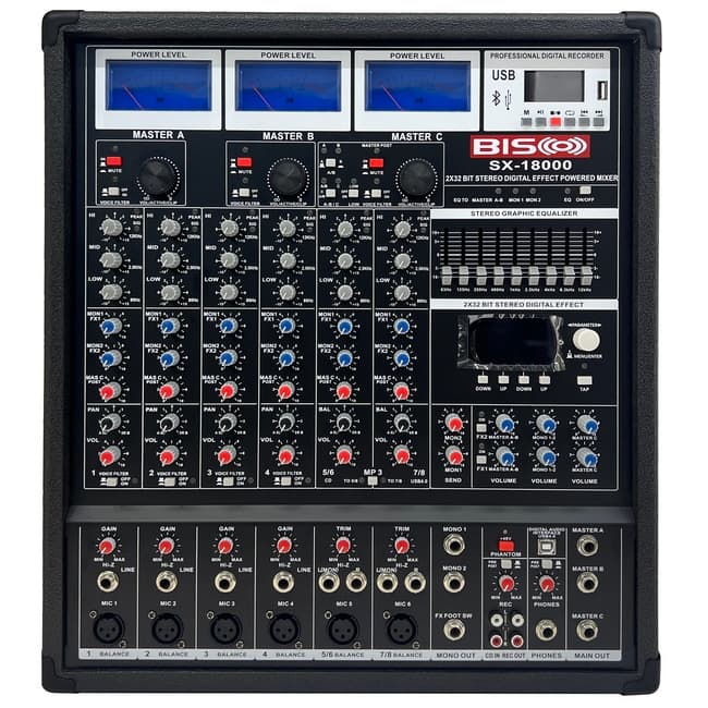 پاور میکسر اکو آمپلی فایر سه کانال بیسکو اس ایکس SX-18000