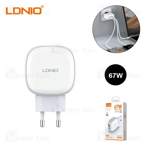 شارژر دیواری الدینیو Ldnio Q3611 GaN توان 67 وات همراه با کابل — تصویر ۴