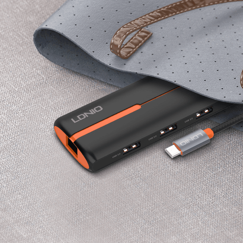 هاب 6 پورت تایپ سی الدینیو LDNIO 6in1 Type-c Hub Adapter DS-26H توان 100 وات — تصویر ۴