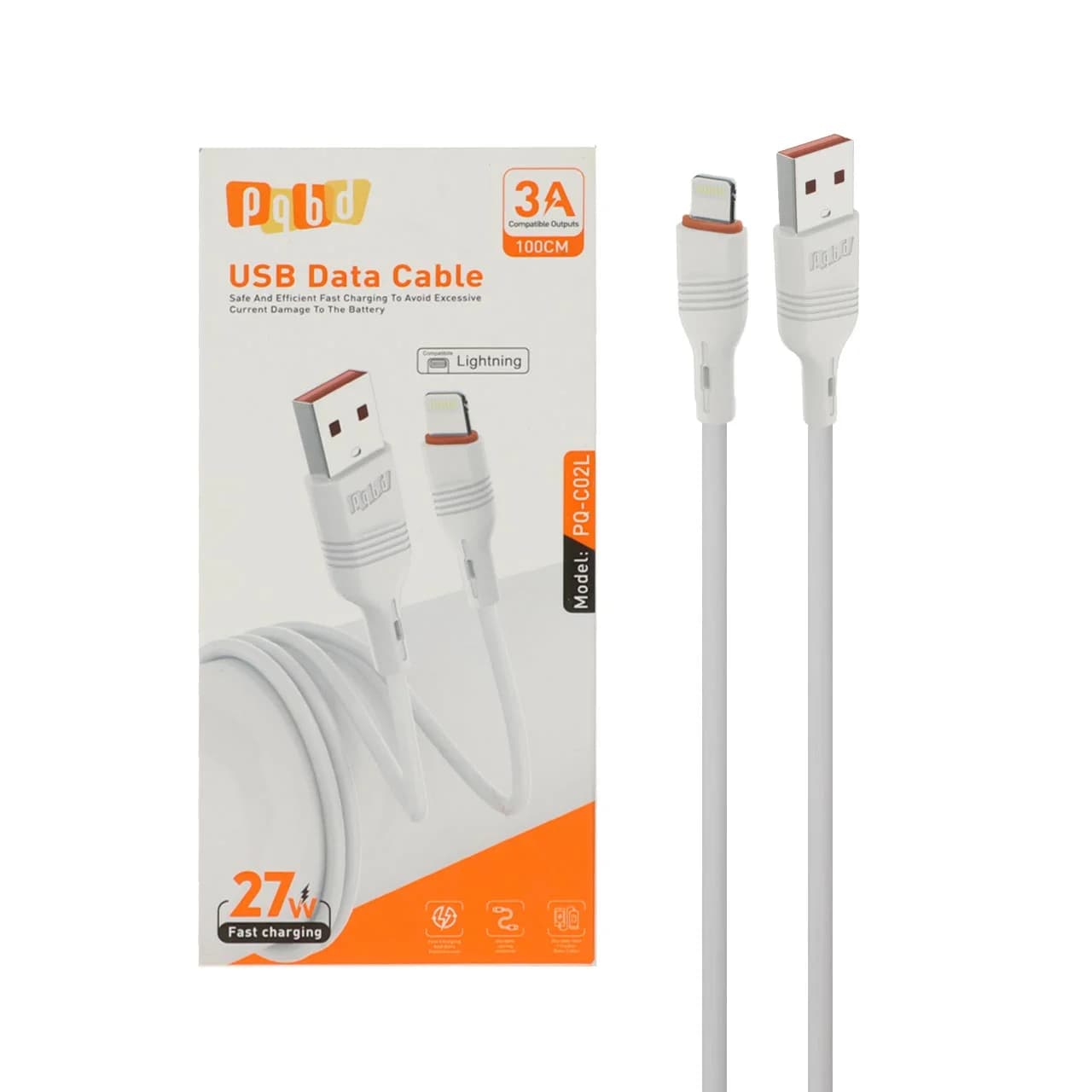 کابل شارژ فست آیفون pqbd مدل PQ-C02L – سفید
