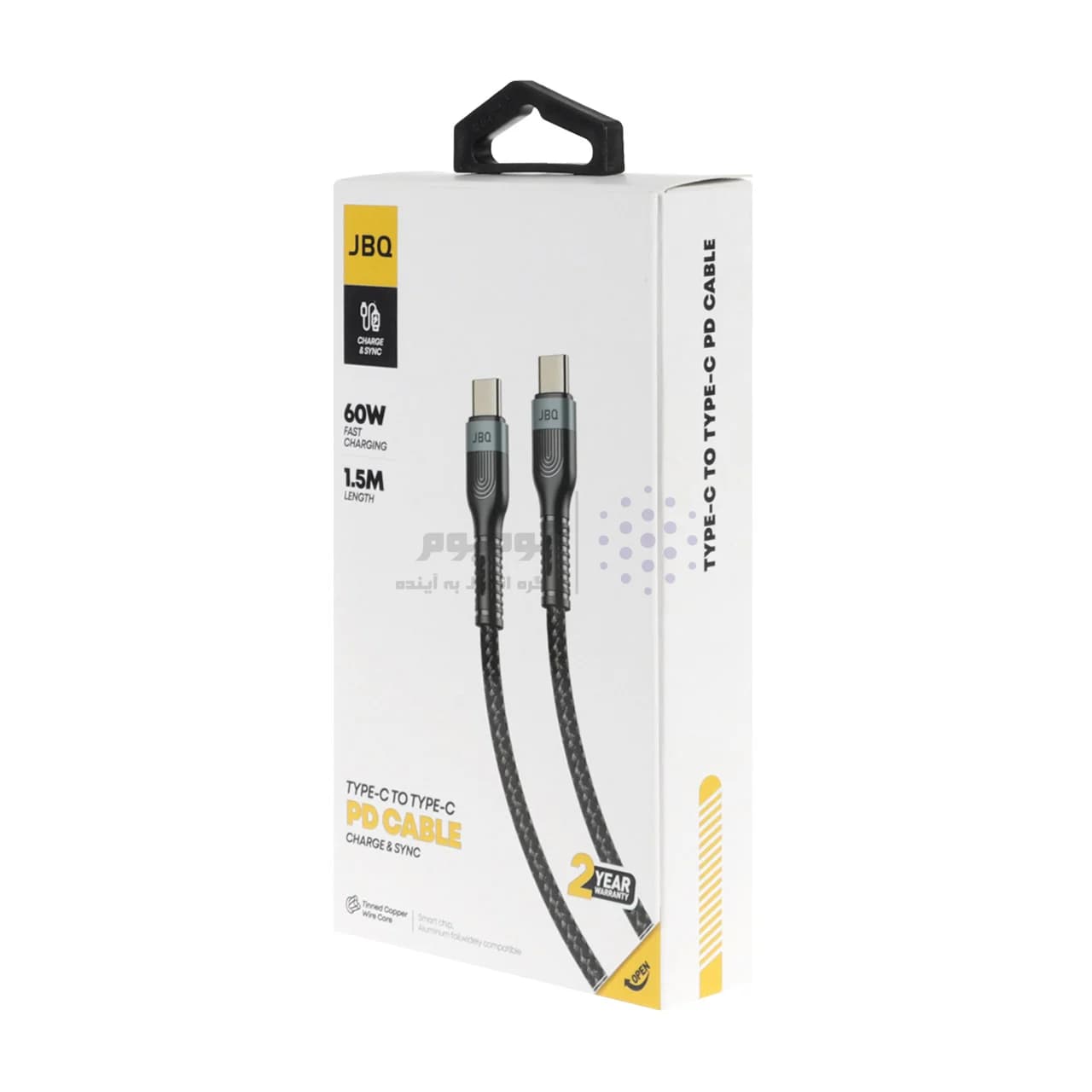 کابل شارژ 1.5 متری PD و فست JBQ Type-C to Type-C مدل CA-720 – مشکی (گارانتی یکساله رصاصی) — تصویر ۳