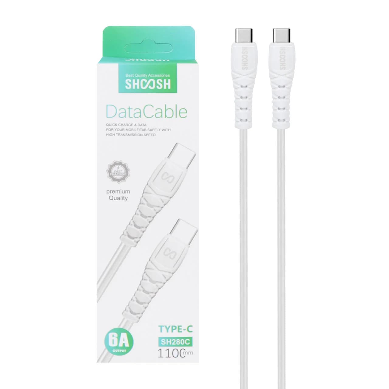 کابل شارژ 1.1 متری فست Shoosh Type-C to Type-C مدل SH280C – سفید – SMO