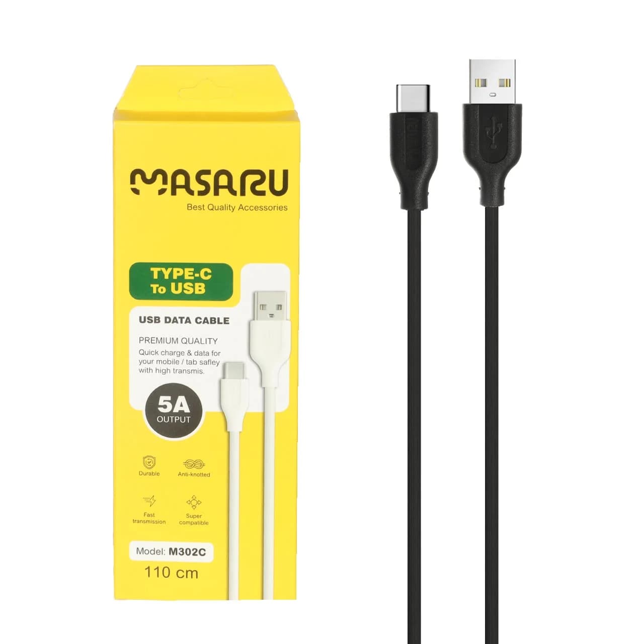کابل شارژ 1.1 متری فست Masaru Type-C مدل M302C – مشکی – SMO