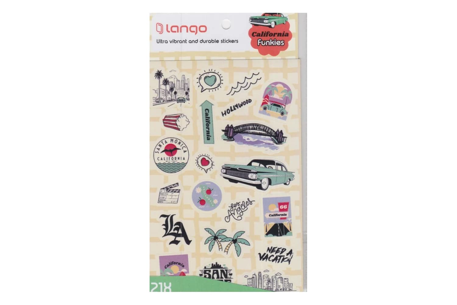 استیکر 21 تکه لانگو طرح کالیفرنیا (California)