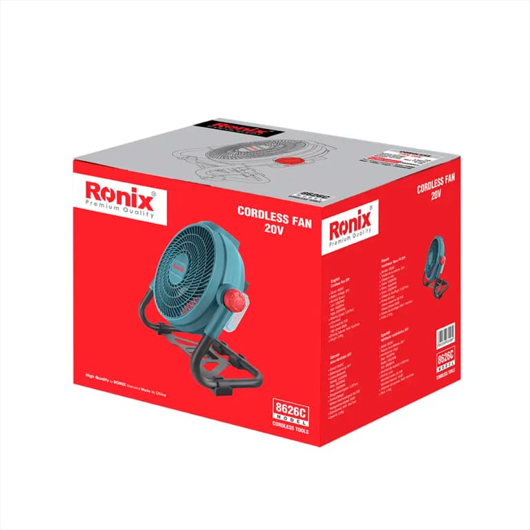 پنکه کارگاهی شارژی 20 ولت بدون باتری و شارژر رونیکس مدل RONIX 8626C — تصویر ۸