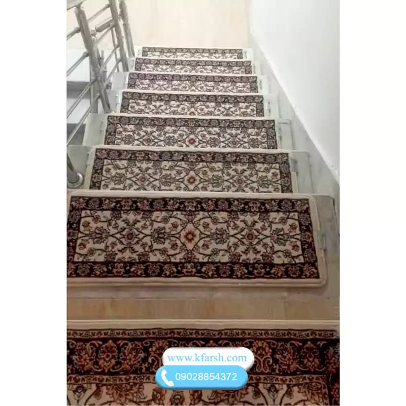 روپله فرش تکی طرح افشان کرم — تصویر ۲