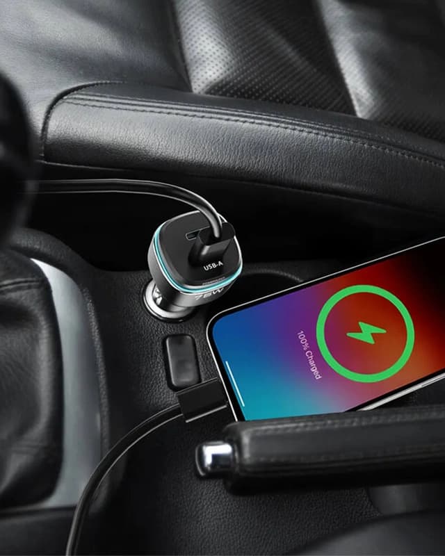 شارژر فندکی 75 وات پاورولوژی Powerology 75W Car Charger PCCSR024BKGYC + کابل USB C — تصویر ۲
