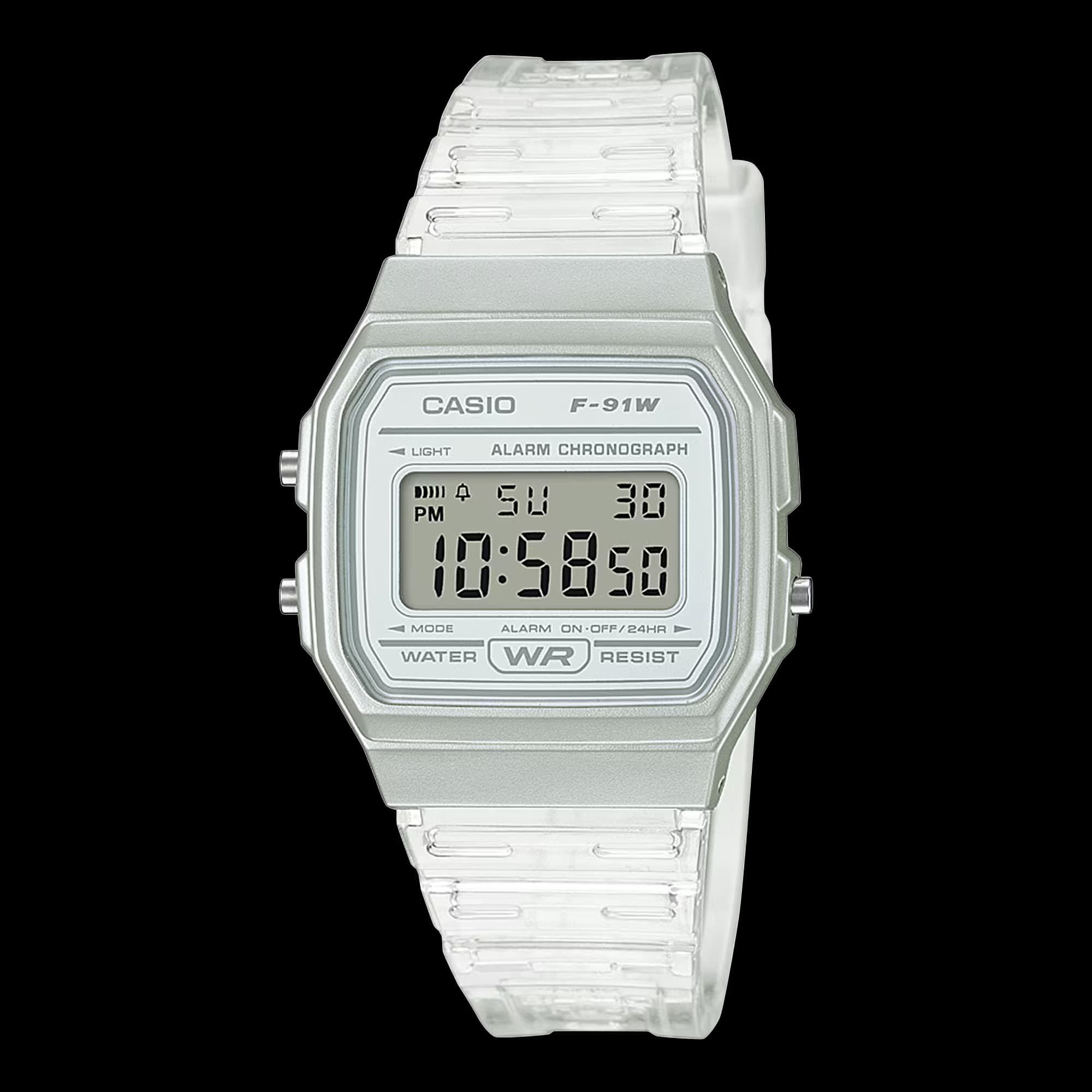 ساعت مچی دیجیتال کاسیو مدل Casio F-91WS-7 بند رزین شفاف