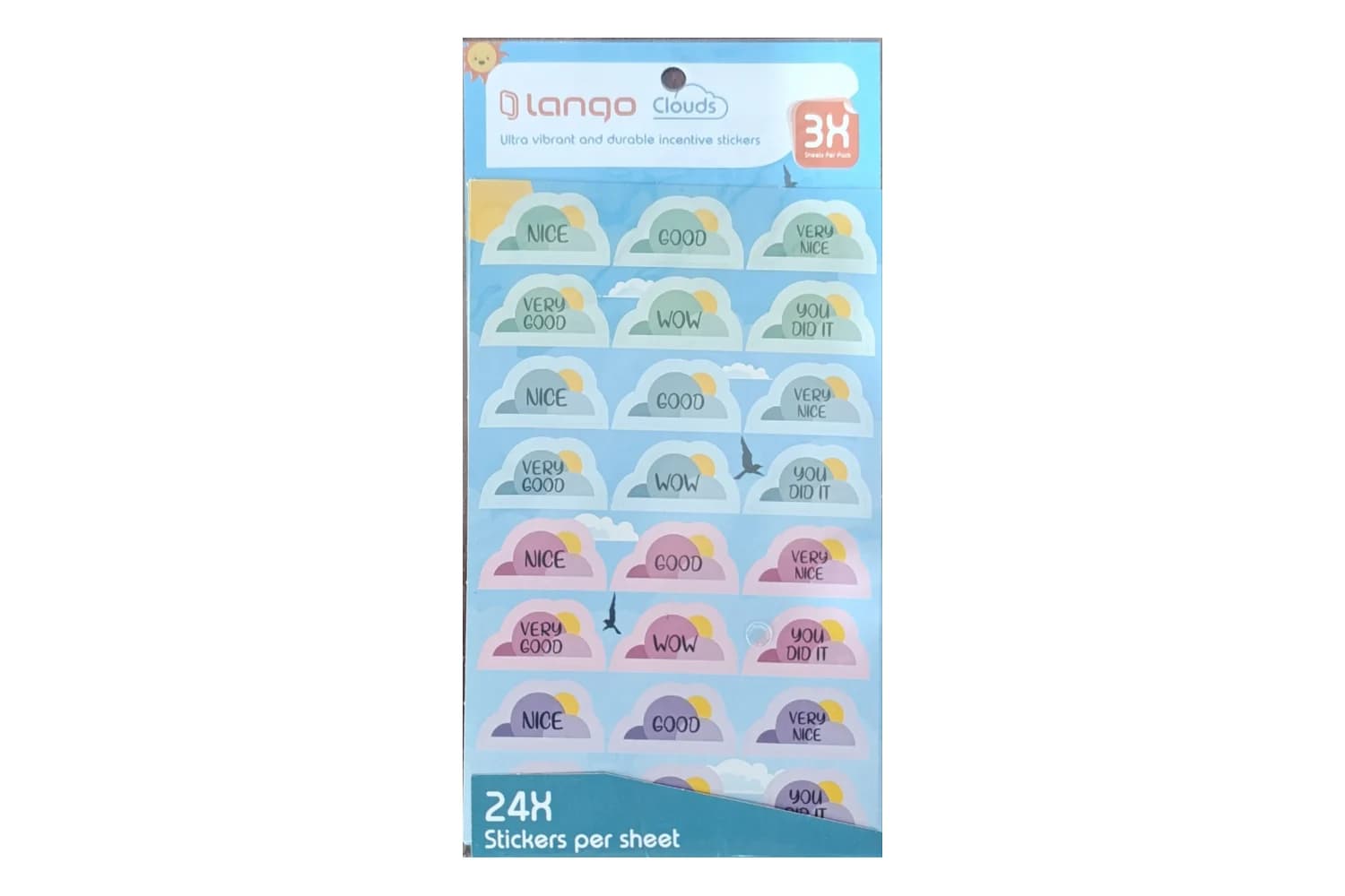 استیکر 24 تکه لانگو تشویقی طرح ابر (بسته 3 برگی)