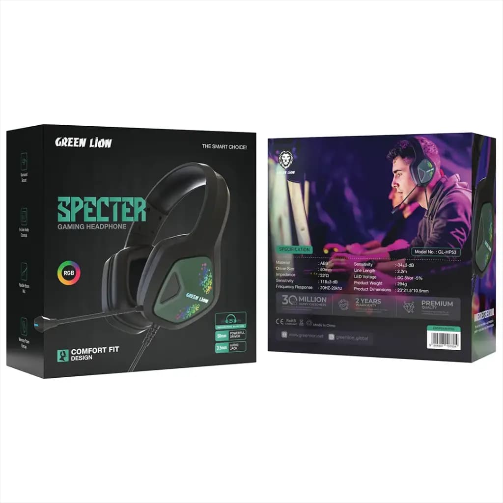 هدفون گیمینگ گرین لاین مدل Specter با نور RGB ا Green Lion Specter Gaming Headset (RGB) — تصویر ۳