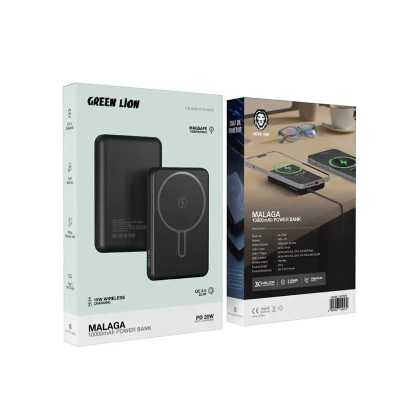 پاوربانک مگ سیف 10هزار گرین لاین مدل Malaga ا MagSafe Power Bank 10000 Green Line Malaga Model — تصویر ۲