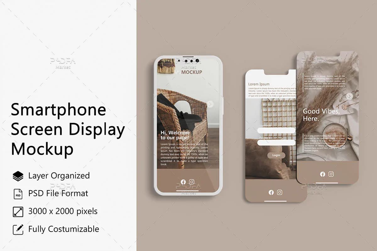 موکاپ نمایشگر موبایل و اسمارت فون