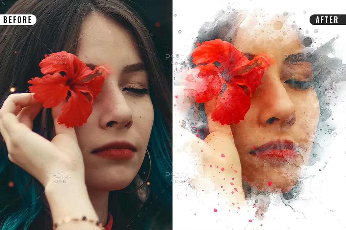 قالب PSD افکت عکس آبرنگی — تصویر ۴
