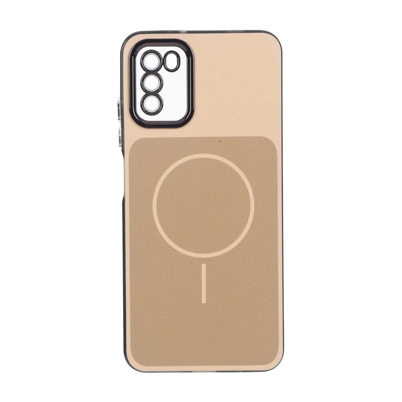 قاب مستطیلی طرح مگ سیف لنز شفاف Xiaomi Poco M3 – عسلی