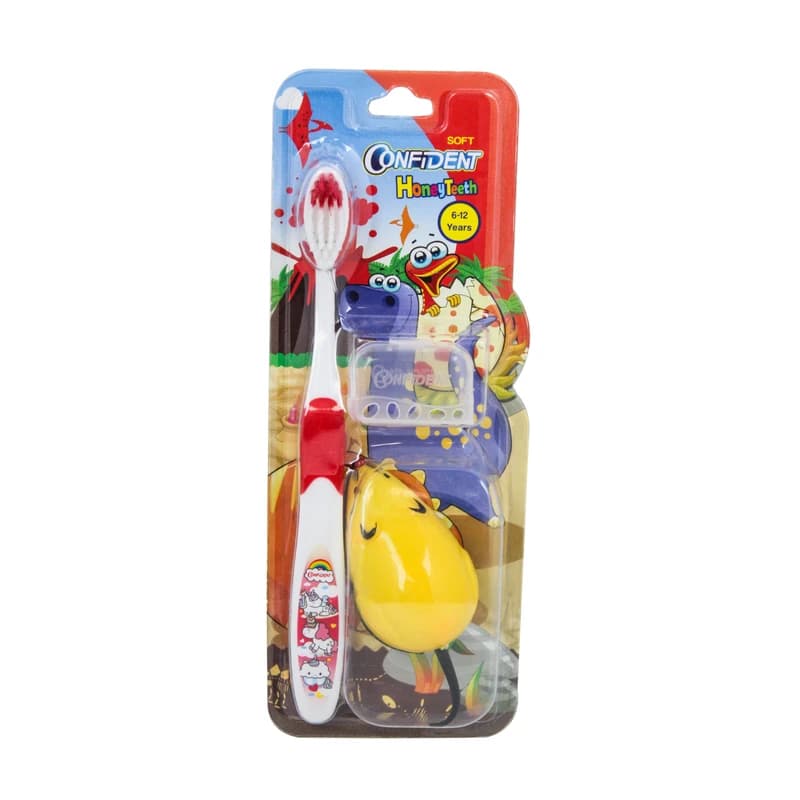 مسواک کودک کانفیدنت مدل Honey Teeth Gift جایزه دار با برس نرم و زبان‌شور