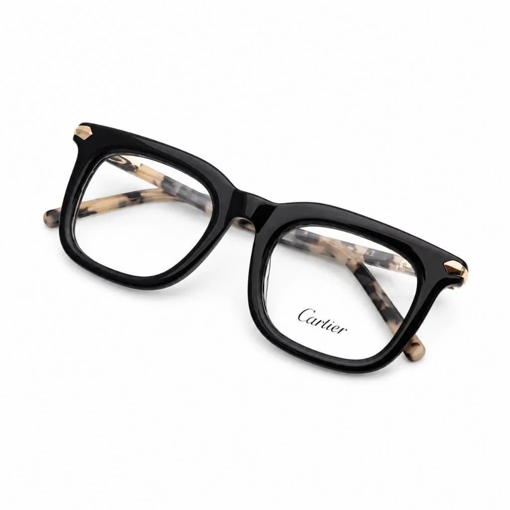 فریم عینک طبی برند cartier دسته شفاف کد 9063 — تصویر ۸