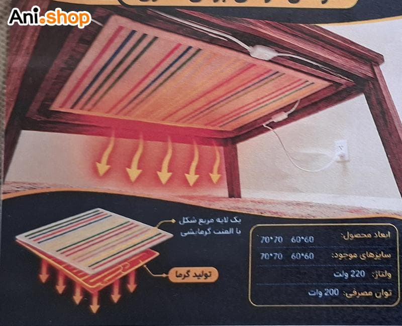 زیر انداز گرم کن زیر پا و کرسی برقی بزنتی کیفیت بالا و قابل کنترل دما (50x140cm) — تصویر ۴