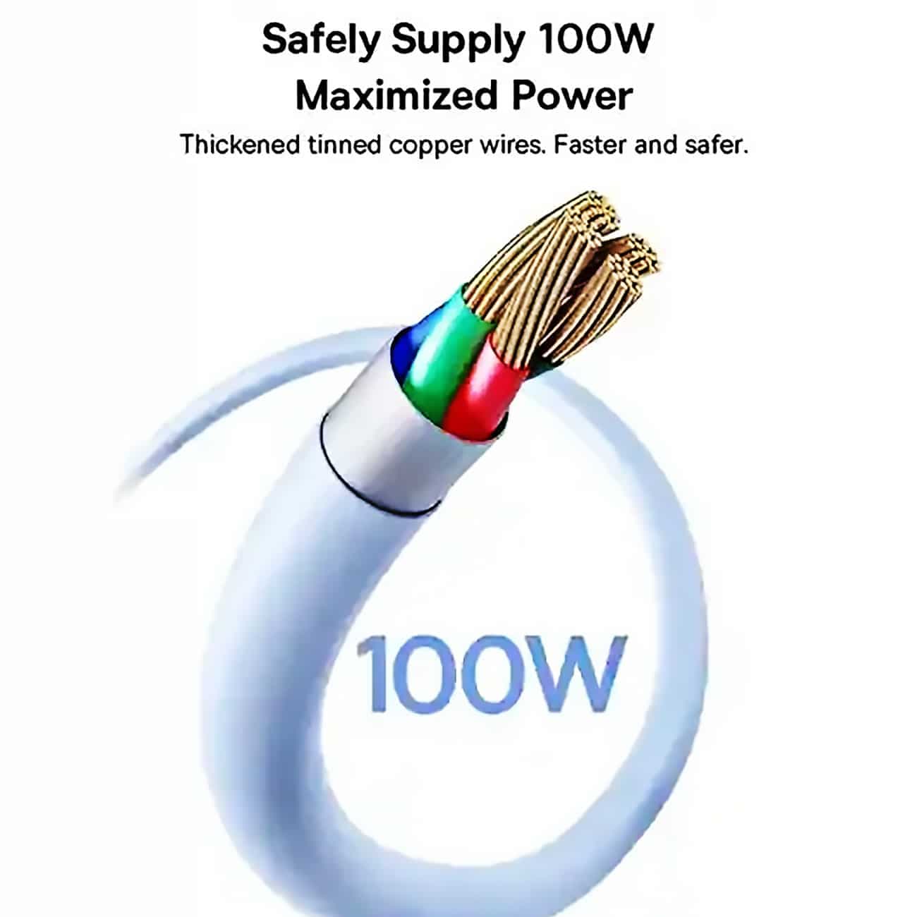 کابل سوپر فست شارژ یواسبی به تایپسی 100 وات یک متری بیسوس P10377703113-00 — تصویر ۷
