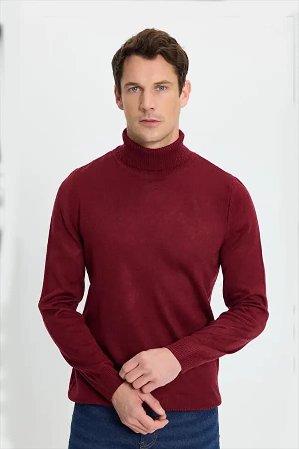 پلیور بافت یقه اسکی مردانه Tudors مدل Slim Fit Narrowed