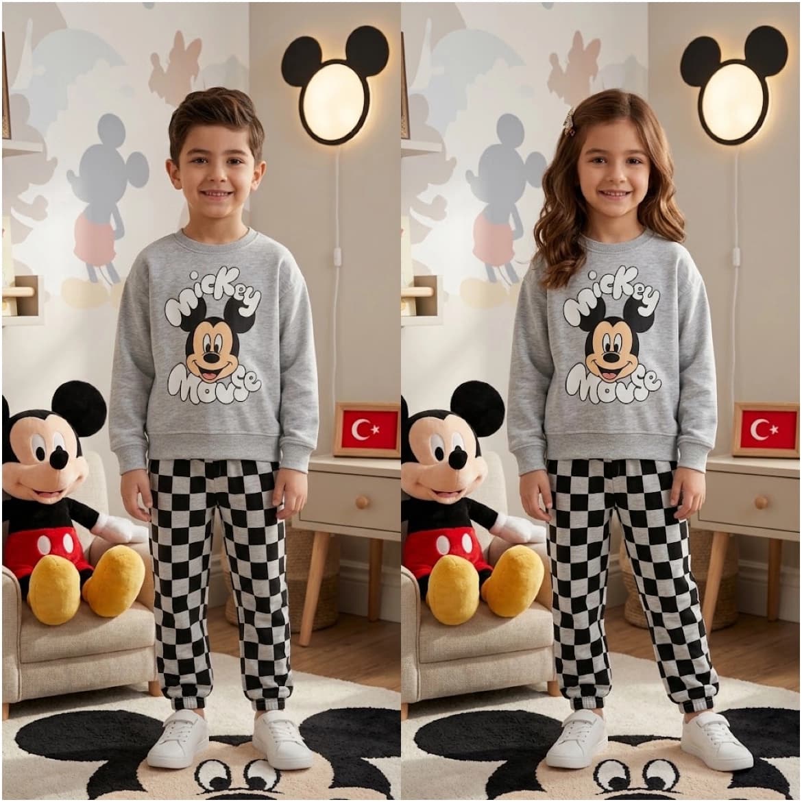 بلوز شلوار بچگانه میکی موس راه راه اورجینال دورس 3 نخ (2تا8سال) محصول ترکیه 🇹🇷
