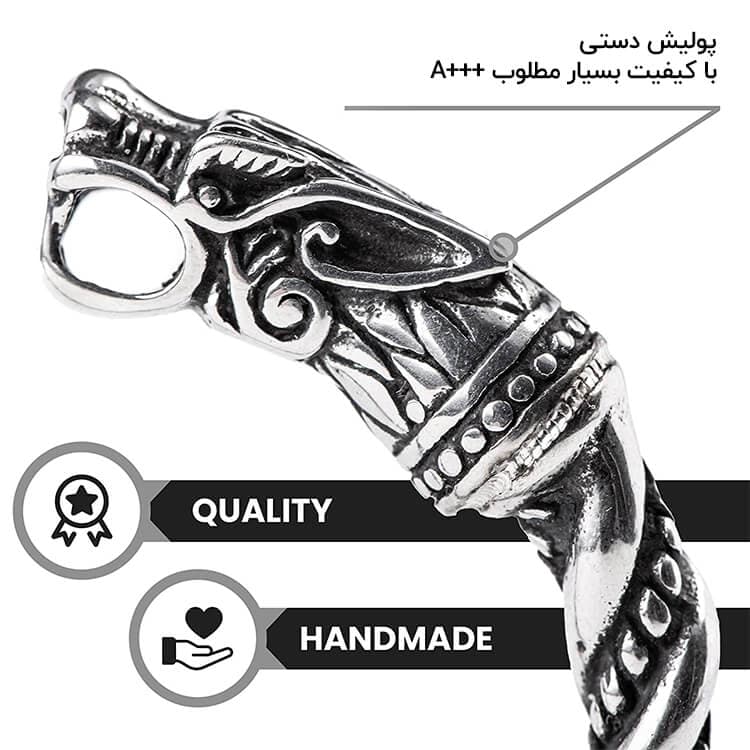 دستبند Vikings دو سر اژدها (+ بگ مخمل طرح وایکینگ) — تصویر ۵
