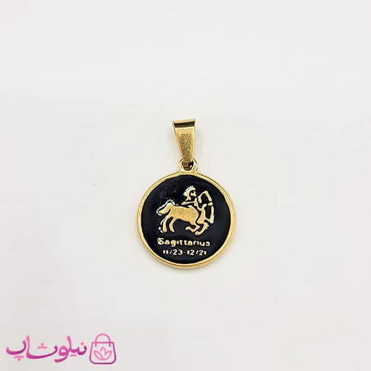 گردنبند ماه تولد آذر برج قوس (Sagittarius) استیل طلایی مشکی (ظریف) کد 130