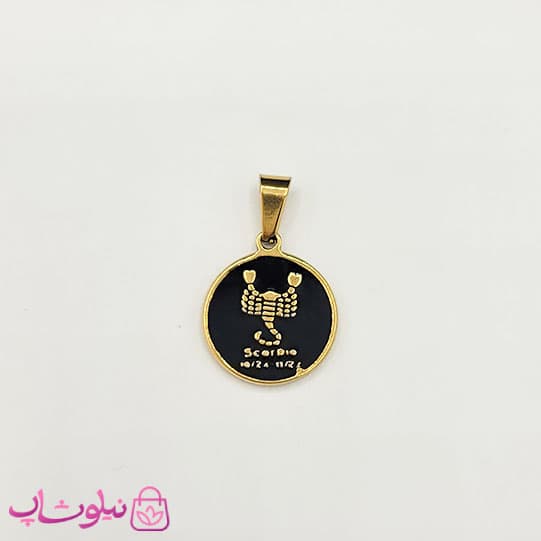 گردنبند ماه تولد آبان طرح عقرب (scorpio) استیل طلایی مشکی (ظریف) کد 130