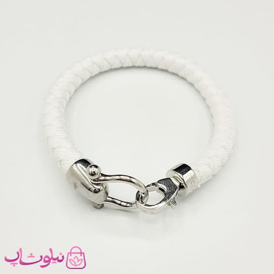 دستبند امگا کنفی سفید با قفل نقره ای کیفیت مستر کد 1400