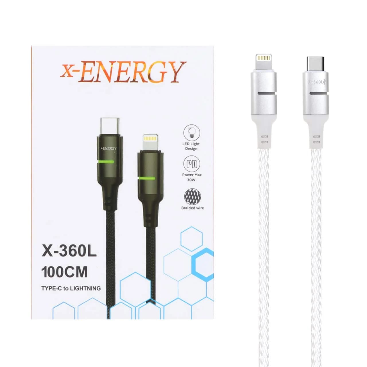 کابل شارژ فست و X-Energy Type-C To Lightning PD مدل X-360 L 30W – سفید (گارانتی IPM)