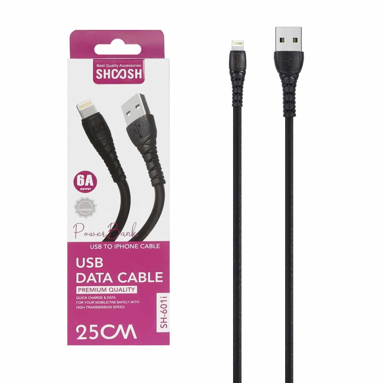 کابل شارژ فست پاوربانک آیفون Shoosh مدل SH601i – مشکی – SMO