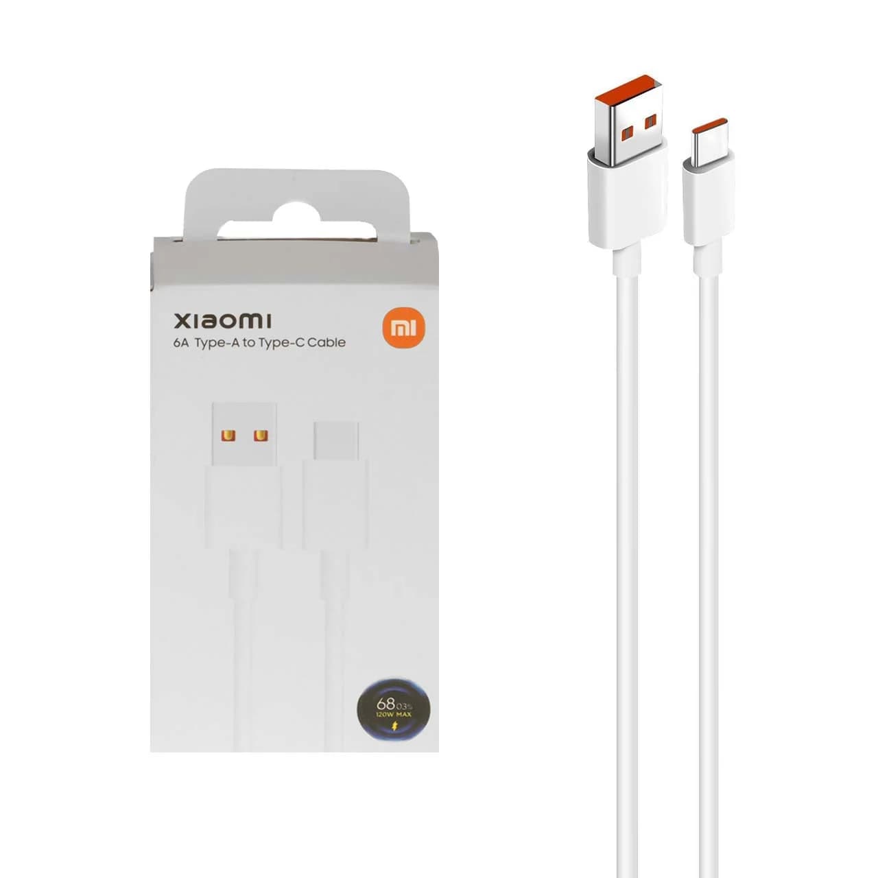 کابل شارژ فست 6A در صد شمار Xiaomi Type-C مدل 120W – سفید – اصل چین – kZN (گارانتی شش ماهه Kezen)