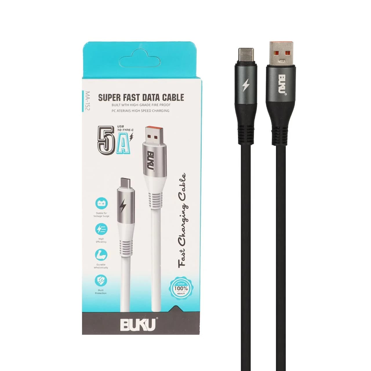 کابل شارژ فست BUKU Type-C مدل MA-152 – مشکی – MMS