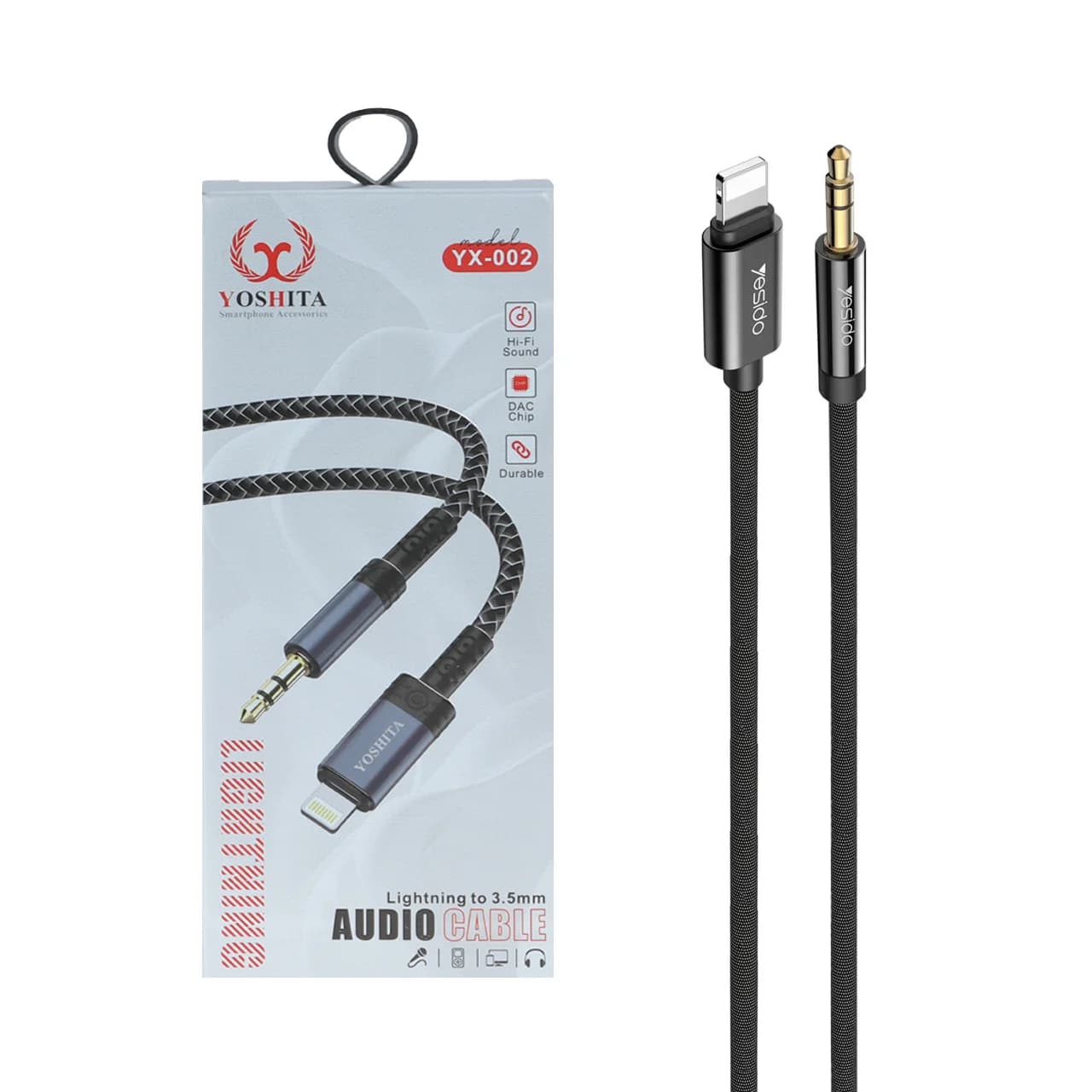 کابل Yoshita Lightning To Aux مدل YX-001 – مشکی – MMS (گارانتی شش ماهه YA)